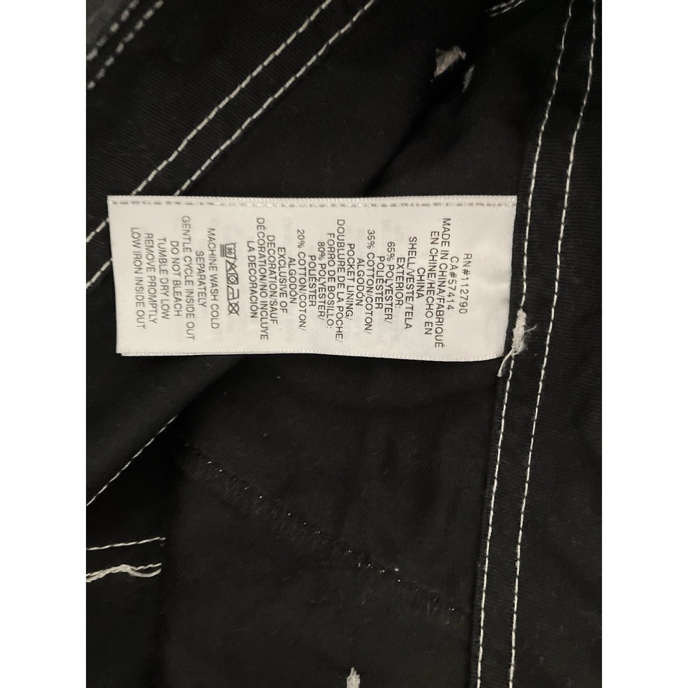 True Religion Brand Jeans Cargo Pants Jet Black Men Size 32 Baggy Y2K Streetwear - Picture 7 of 9